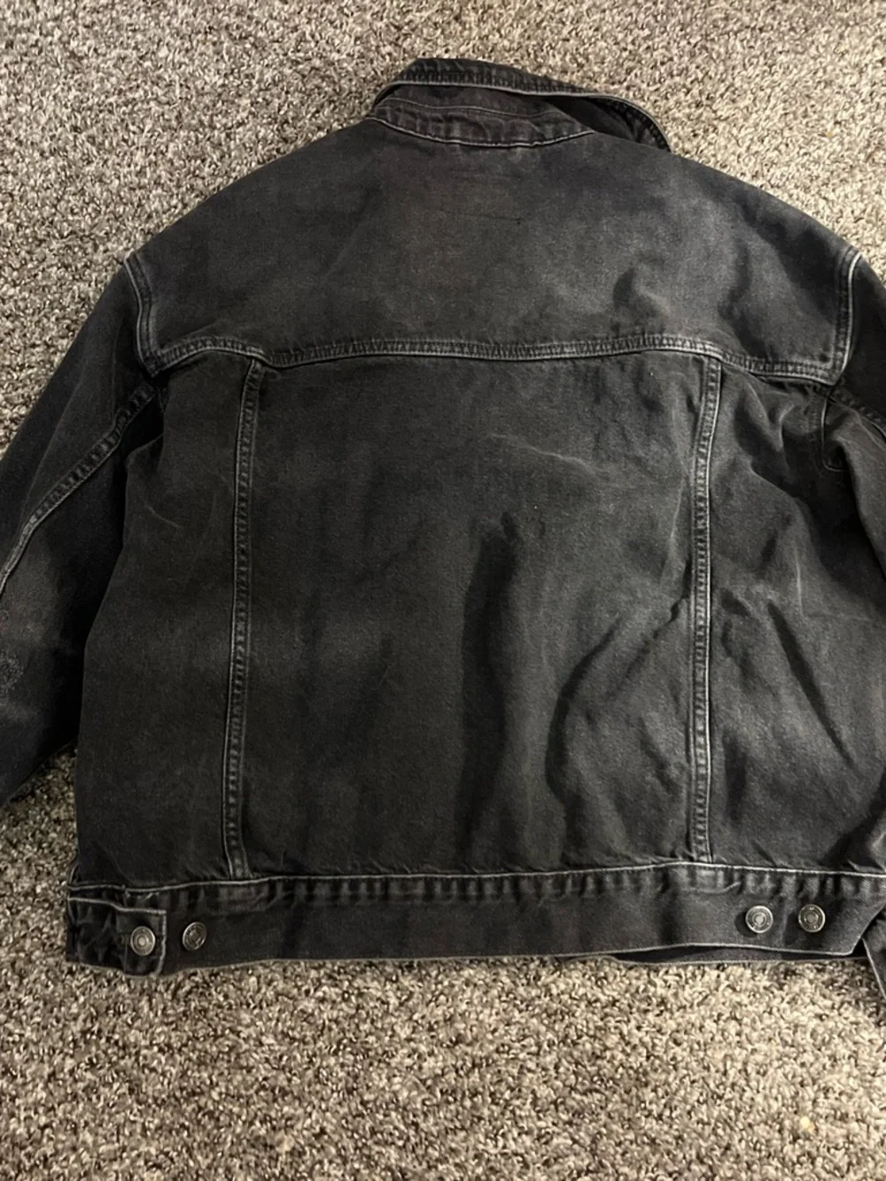Free People Washed Black Distressed Denim Jacket - Picture 2 of 5